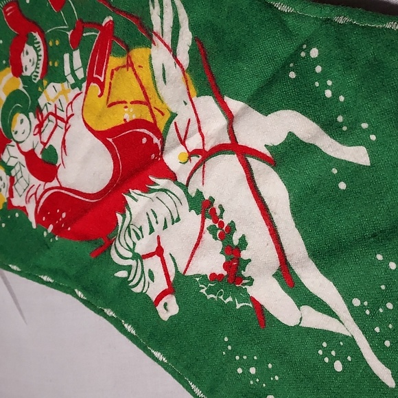 Vintage 1950 Christmas Stocking Christmas Design Snowmen Horse Season Greetings - Picture 4 of 10